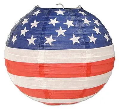 Produktbild von Beistle 3er Set Papierlaternen im USA-Design, Ø ca. 24 cm