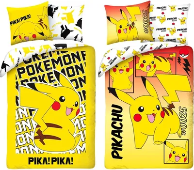 Produktbild von Pokemon Pikachu - 2 x Wende-Bettwäsche-Set für Fans, 135x200 & 80x80