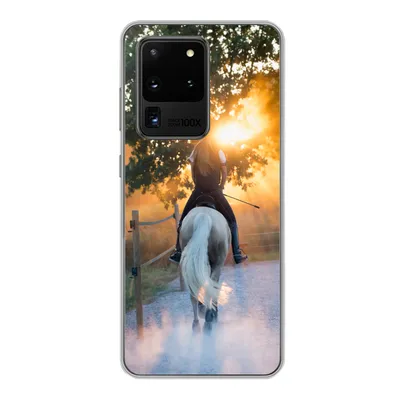Produktbild von MuchoWow® Handyhülle Schutzhülle Hülle für Samsung Galaxy S20 Ultra Pferd - Sonne - Sand Silikon Softcase Handy Hülle - Karteninhaber