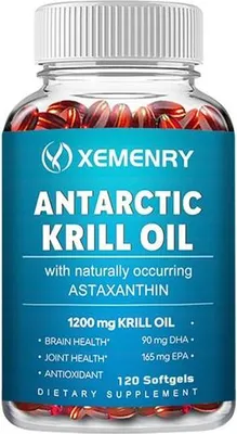 Produktbild von Antarctic Krill Oil 1200mg (120 Kapseln) Nahrungsergänzungsmittel, Gehirn, Gedächtnis, Gelenke, Knochen