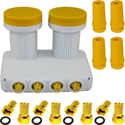 Produktbild von GM Monoblock QUAD LNB 0,1 dB Astra + Hotbird für 4 Teilnehmer HD Receiver PVR Re