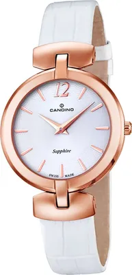 Produktbild von Candino Elegance Leder Quarz Damen Uhr C4567/1 Armband-Uhr Analog weiß D2UC4567/1