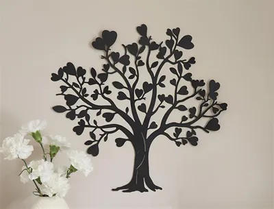 Produktbild von Wandbild "Herzbaum" aus Metall, mattschwarz, 50x48 cm, Wandtattoo, Wandschmuck, Wanddeko