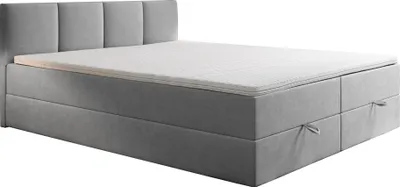Produktbild von TRADA Royal Boxspringbett 180x200 Grau mit Bettkasten Bonell Matratze H3 Topper