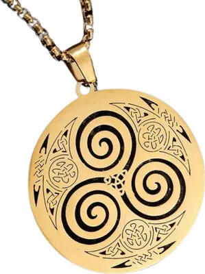 Produktbild von Herren Halskette aus chirurgischem Stahl goldener Anhänger keltische Spirale
