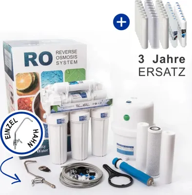 Produktbild von Umkehrosmoseanlage 6 Stufen RO6 Wasserfilter Mit Doppelt Hahn Und 3 Jahre Ersatz