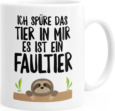 Produktbild von Faultier Kaffee-Tasse Ich spüre das Tier in mir, es ist ein Faultier glänzend MoonWorks® weiß unisize