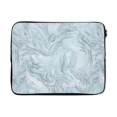 Produktbild von MuchoWow® Laptop Hülle 15 Zoll Silber - Blau - Marmor - Muster Laptoptasche - Laptoptasche - Sleeve - Rundum-Schutz