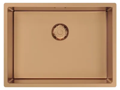 Immagine prodotto di Lavello Pure.Sink con rivestimento PVD color rame rosa, dimensioni 55 x 40 cm, adatto per installazione a incasso, a filo piano e da appoggio, modello PCM5540-62