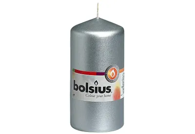 Produktbild von Bolsius Stumpenkerze Silber 120/58mm