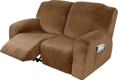 Obrázek produktu pro 6 kusů sametového strečového lehátka na pohovku Slipcovers Cover Chránič nábytku pro 2místný gauč, světle hnědý