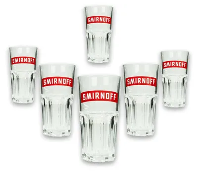 Produktbild von 6x Smirnoff Vodka Glas Longdrink rote Schrift
