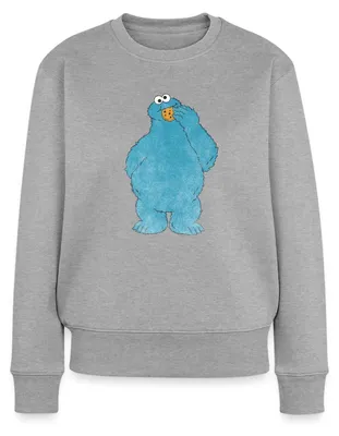 Produktbild von Spreadshirt Sesamstraße Krümelmonster Naschen Damen Premium Pullover, L, Grau meliert