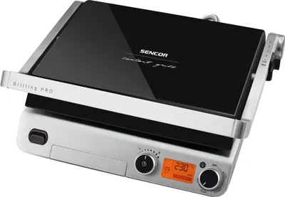Obrázok produktu pre SENCOR SBG 6650BK Kontaktný gril, digitálne ovládanie, nepriľnavé grilovacie dosky s integrovanou vykurovacou špirálou, odnímateľná miska na odkvapkávanie oleja, časovač, 2 000 W