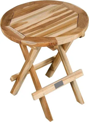 Image de Table basse de balcon en bois - Diamètre 50 cm - Mobilier d'extérieur