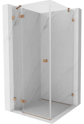 Obrázek produktu pro Mexen Lunar sprchový kout s otevíracími dveřmi levý 80 x 80 cm, transparentní, kartáčovaná měď - 834-080-080-65-00-L