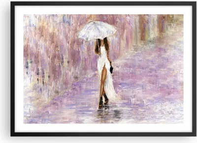 Produktbild von Gerahmtes Poster - Schwarzer Rahmen - Frau Regenschirm - 70x50 cm - Wand Bild - Wanddeko - Wandbilder - Kunstposter - Wandposter - Bilderrahmen - Bilder - Kunstdruck - Wandbild - P2BAA70x50-3822