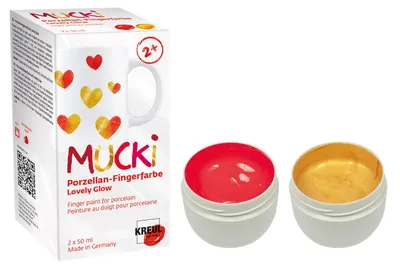 Obrázek produktu pro Prstové barvy na porcelán "MUCKI Lovely Glow", sada, 2 x 50 ml, KREUL
