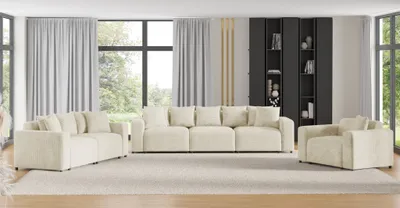 Produktbild von Sofaset Designersofas MEGAN 3-2-1 in Stoff Poso Creme