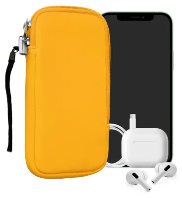 Produktbild von kwmobile Neopren Handytasche für Smartphones XL - 6,7/6,8" - Handy Tasche mit Reißverschluss - Handyhülle universal Honiggelb