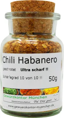 Produktbild von Chili Habanero geschrotet ultrascharf 50g im Glas
