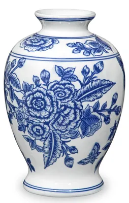 Zdjęcie produktu dla Ceramiczna waza w kolorach niebieskim i białym, idealna do dekoracji wnętrz