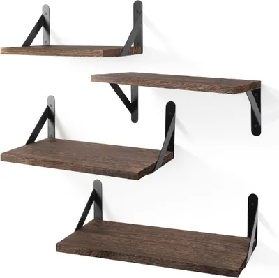 Produktbild von OKWISH 4 Stück Wandregal Ablagen Schweberegal Küchenregal Badregal Wandboard mit Handtuchhalter Metall
