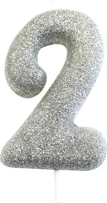 Produktbild von Schimmernde Glitzer Zahlenkerze Silber 2