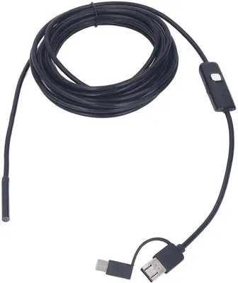 Zdjęcie produktu dla Endoskop bezprzewodowe - Wodoodporna kamera inspekcyjna - Kompatybilna z iOS/Android - Zasięg do 3 metrów - Kompaktowa, z oświetleniem - Z adapterami USB/USB-C