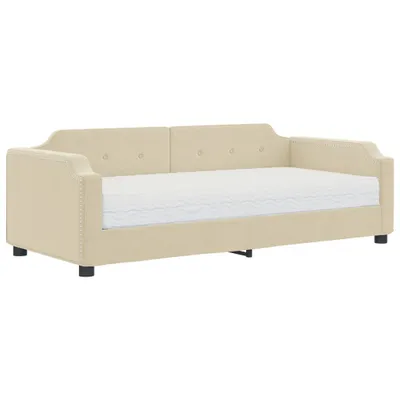 Zdjęcie produktu dla VidaXL 3197615, sofa rozkładana, Kremowy, Pianka, Metal, Poliester, Drewno, 2230 mm, 900 mm