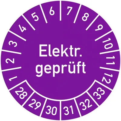 Produktbild von Dreifke® Prüfplakette Elektr.  2028-2033, Dokumentenfolie, Ø 30 mm, 10...