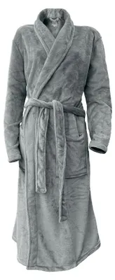Produktbild von LINNICK Flanell Fleece Bademantel Uni - dunkelgrau - S