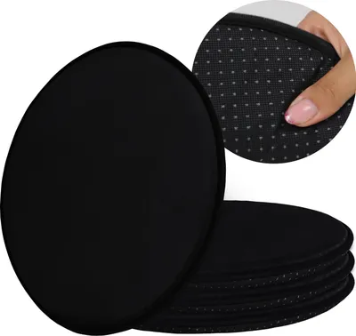 Produktbild von Domarex Rundes Sitzkissen Set für Stühle Weich Rutschfest Langlebig, Schwarz 36cm (set mit 4 Teilen)