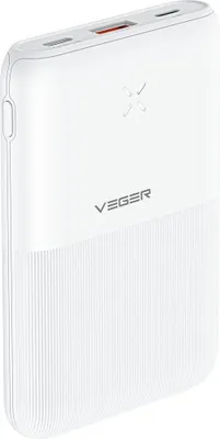Produktbild von VEGER Power Bank S12 - 10 000mAh LCD Quick Charge PD 20W Micro-USB, USB-C und 3x USB Weiß (W1150)