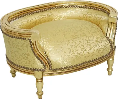 Produktbild von Casa Padrino Barock Hundebett & Katzenbett Gold Muster / Antik Gold - Handgefertigtes Hunde & Katzen Sofa im Barockstil - Barock Hunde & Katzen Möbel - Barock Tiermöbel