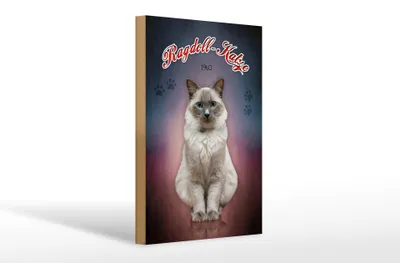 Produktbild von Holzschild Katze 20x30cm Ragdoll Katze 1960 Wanddeko