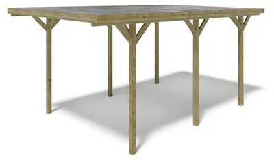 Immagine prodotto di Tettoia posto auto coperto in legno 3.04x5.12 m - 15.57 m2 - copertura con lastra in acciaio