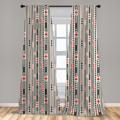 Produktbild von Abakuhaus, Fenstervorhänge, Stripes Kreise Minimal, 2-Panel-Set, 150 x 175 cm