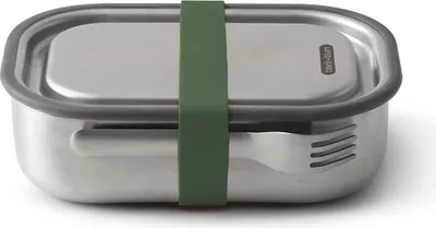 Obrázok produktu pre black+blum BAM-SS-L010, Box, Obdĺžnikový, 1 L, Olivový, Silikón, Nerezová oceľ, Nerezová oceľ
