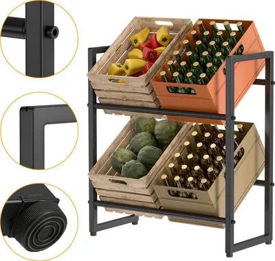 Produktbild von Eikuavons Getränkekistenregal für 4 Kisten 71x32x80 cm Metall Schwarz