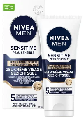 Zdjęcie produktu dla Nivea Men Żel do twarzy dla skóry wrażliwej i zarostu, tubka (50 ml)