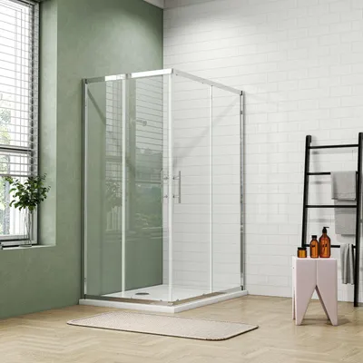 Produktbild von Duschspa 110x76cm Eckduschkabine Schiebetür 185cm 6mm ESG Glas Eckeinstieg Duschabtrennung