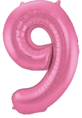 Produktbild von XL Folienballon Zahl 9 matt rosa