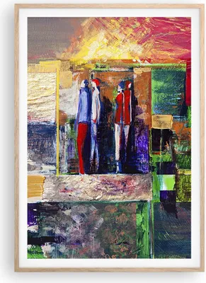 Produktbild von Gerahmtes Poster - Rahmen in heller Eiche - Abstraktion modern - 70x100 cm - Wand Bild - Wanddeko - Wandbilder - Wandposter - Bilderrahmen - Bilder - Kunstdruck - Wandbild - P2NPA70x100-3670