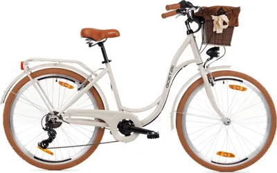 Produktbild von Goetze Mood 26 Zoll City Bike, 17 Zoll Tiefeinsteiger, 6-Gang Shimano Tourney, V-Bremse, LED-Beleuchtung, Gepäckträger, Korb mit Bezug