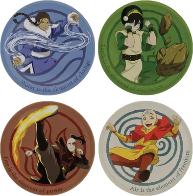 Productafbeelding van Avatar the Last Airbender Set van 4 metalen onderzetters in reliëf
