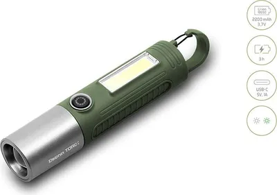 Obrázok produktu pre DELPHIN Torix, kempingová lampa, 17x3cm, zelená, 101005976