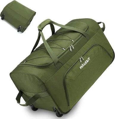 Produktbild von Faltbare Reisetasche mit Rädern, Große faltbare Sporttasche für Männer und Frauen, Handtasche, 110L, Grün, 71 cm