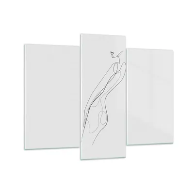 Produktbild von Bilder auf glas - 3 Teile - Kontur Frau Minimalismus - 130x100cm - Glasbilder - Wandbilder - Bilder - zum Aufhängen bereit - Wanddekoration aus Glas - Glas Bilder - Wandbild auf Glas - GCB130x100-4242