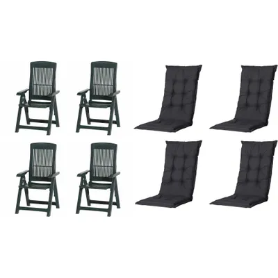 Produktbild von Progarden Klappsessel Tampa mit Auflage 4er Set grün  / schwarz